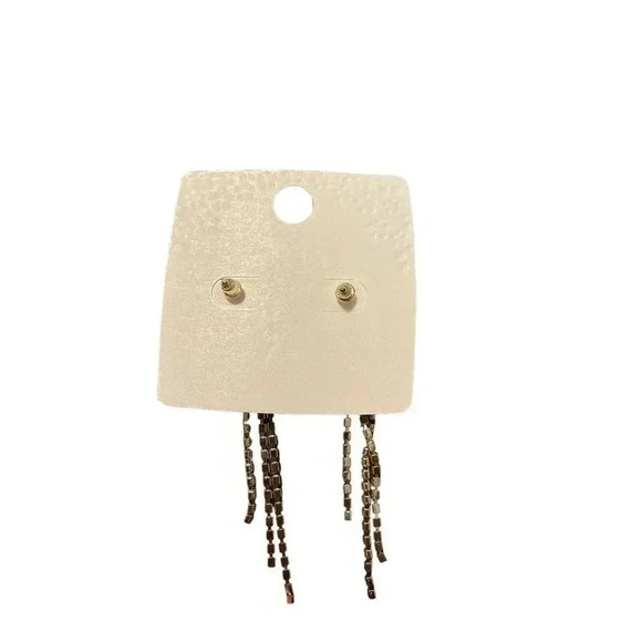 MINT HEART EARRINGS IN WHITE WITH SPARKLES DANGLES - Picture 2 of 2